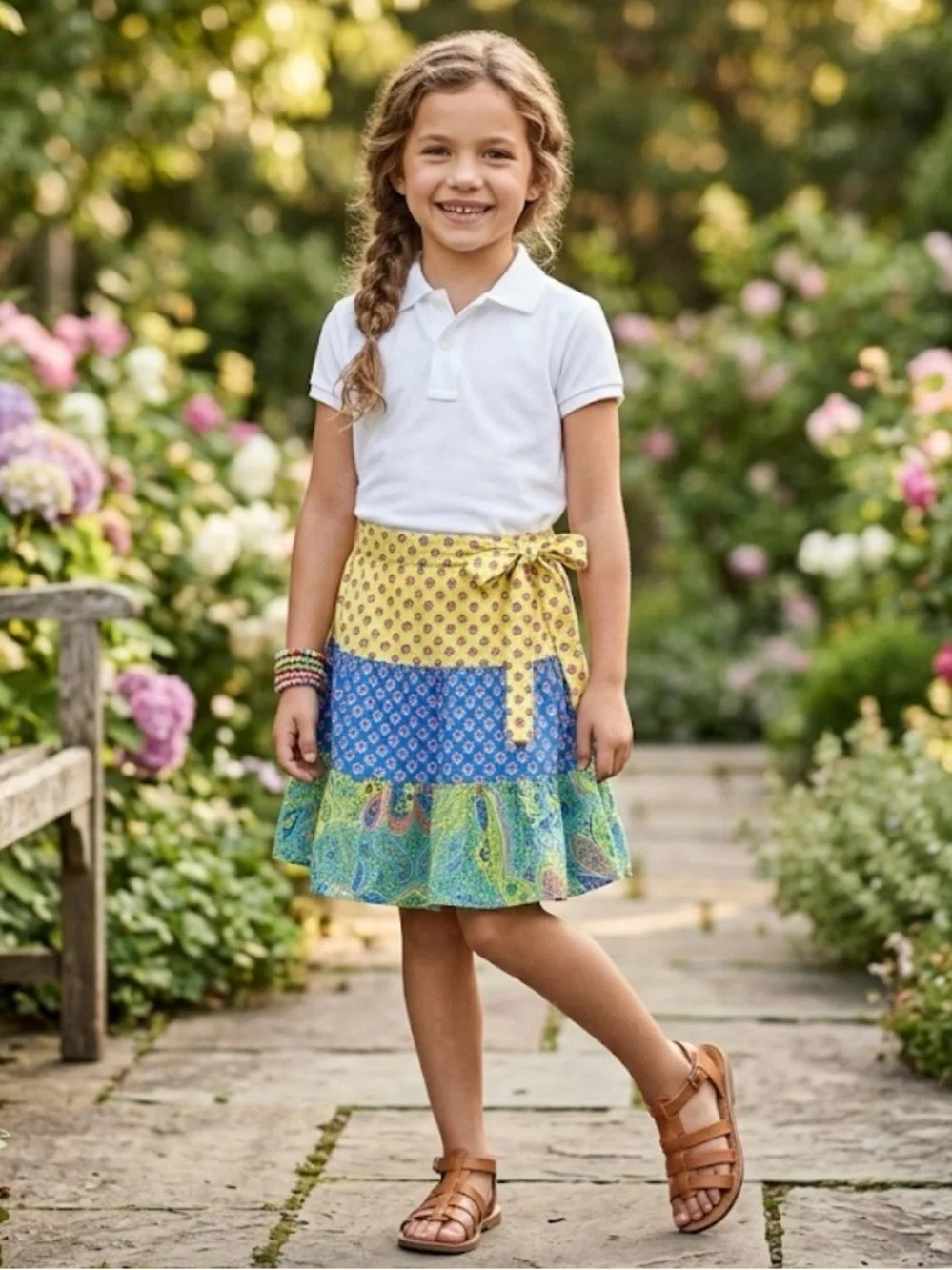 Ralph Lauren Girls’ Patchwork Floral & Paisley Cotton Skirt - Size 10 NWT